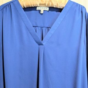 Royal Blue Long Sleeve V Neck Blouse Size XL